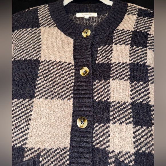 Madewell Plaid-Mix Colburne Cardigan Sweater in Coziest Yarn 
Heather Shadow XS - Picture 8 of 13